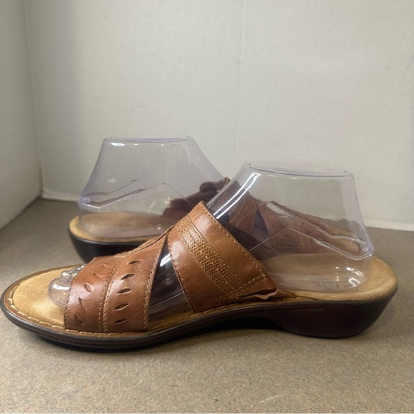 Clarks Brown Bendables Women’s Slip On Leather Sandals Size 9M - Picture 5 of 10